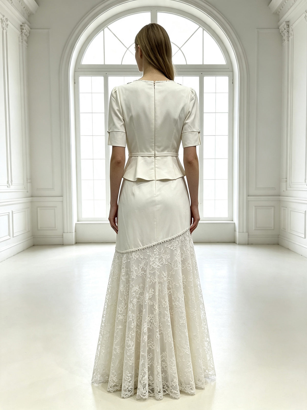 Elegant Lace Maxi Dress Women Short Sleeve Formal Evening Wedding Guest Dress