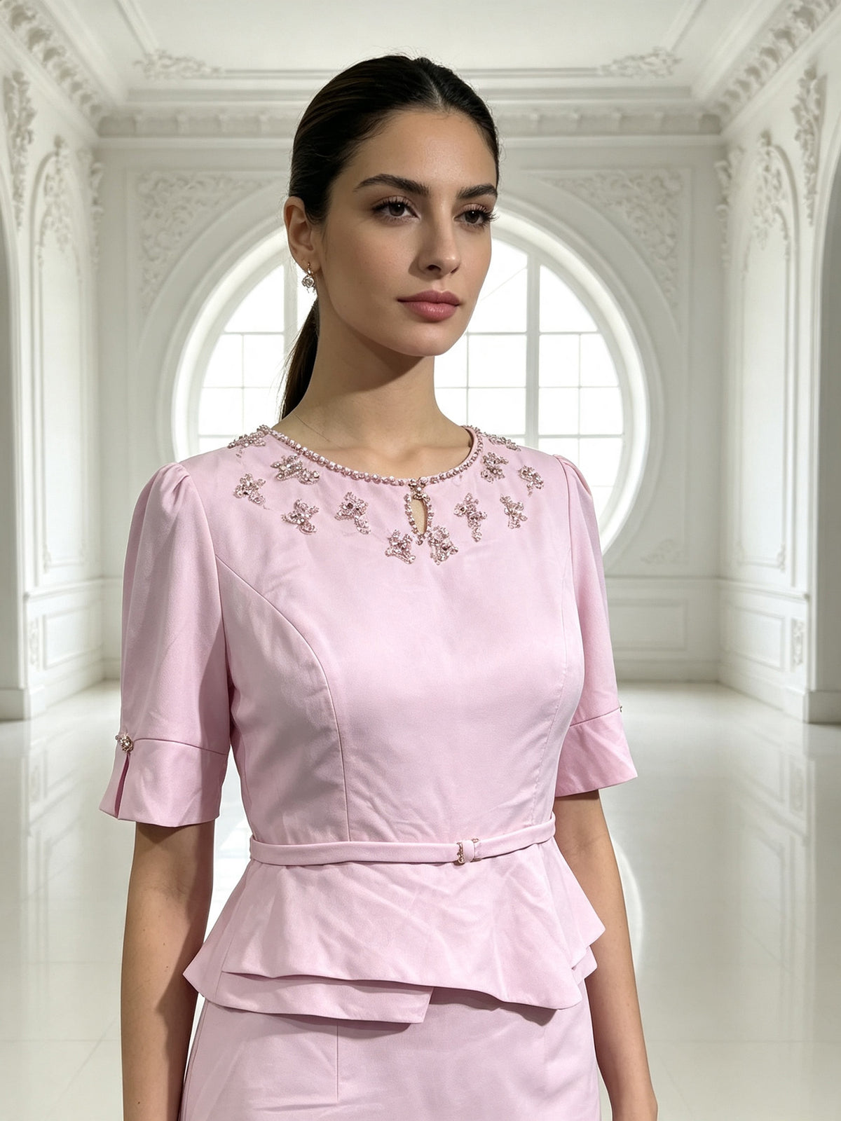 Elegant Lace Maxi Dress Women Short Sleeve Formal Evening Wedding Guest Dress